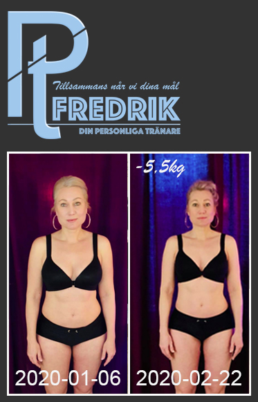 Jessica har på ca 6 veckor gått ner 5,5kg med PT Fredriks kostschema avancerat.